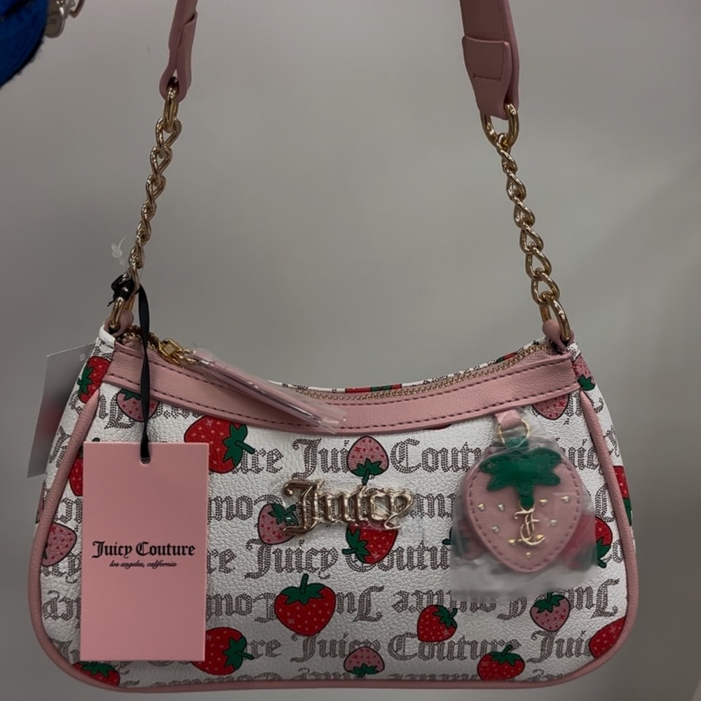 Juicy Couture Pink and White Strawberry Print Bag